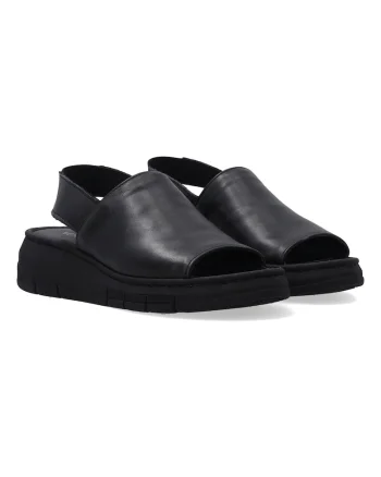 Sandale wedge din piele cu curea eleastica