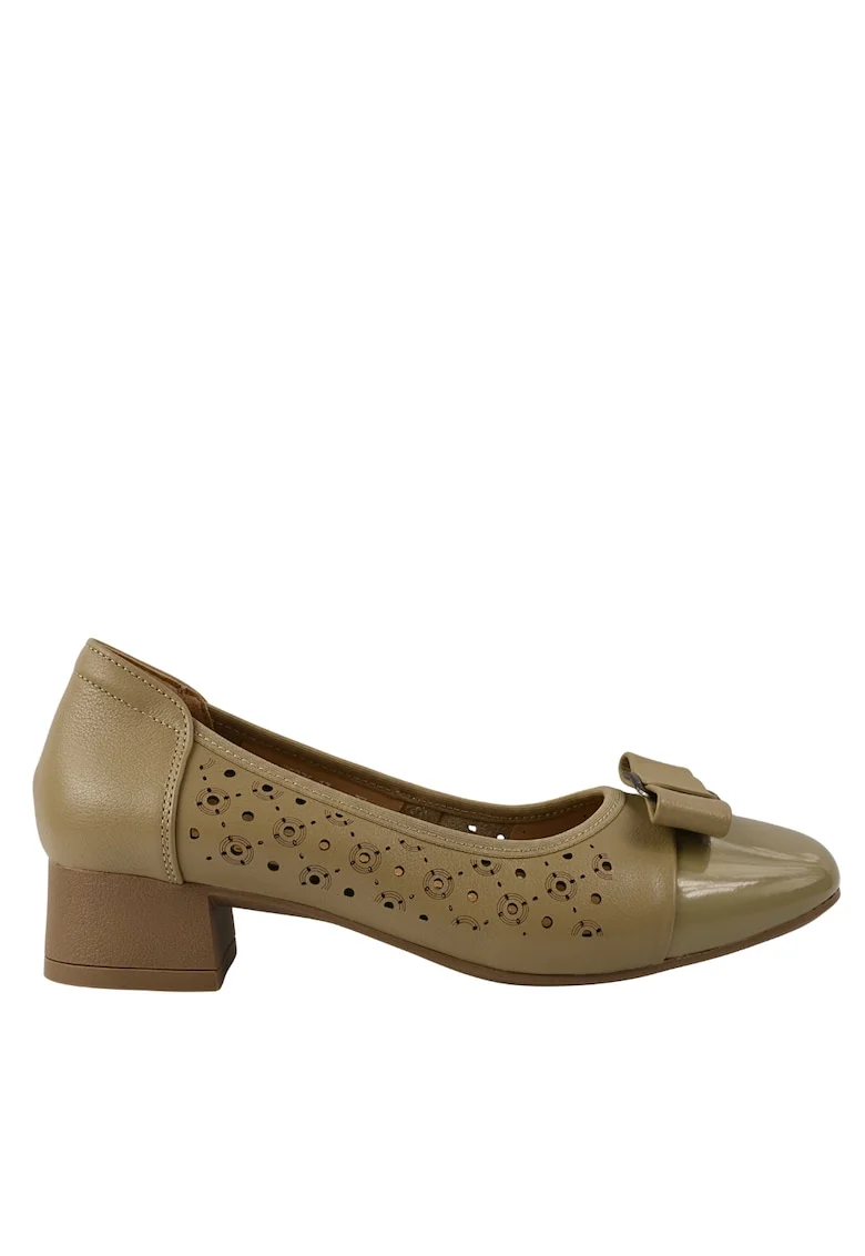 Pantofi casual, dama,  25876-13 verde, piele naturala, cu toc, Verde