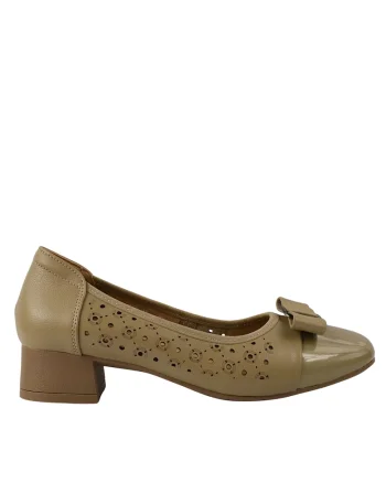 Pantofi casual, dama,  25876-13 verde, piele naturala, cu toc, Verde