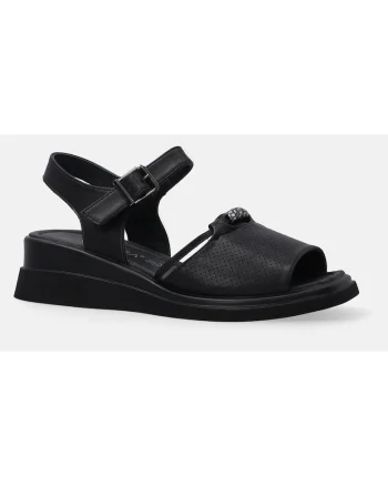 Sandale negre din piele cu un detalii decorative