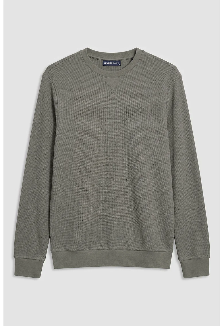 Bluza de trening cu aspect texturat cu mansete si terminatie elastice, Grej