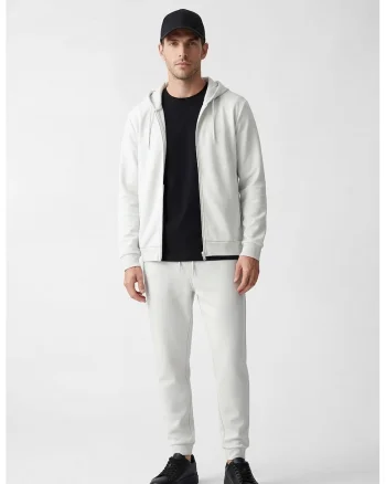Pantaloni de trening cu snur si model uni, Gri deschis