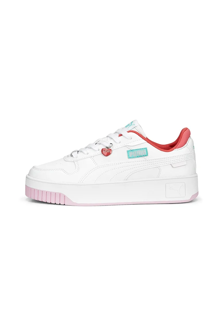 Pantofi sport flatform de piele cu detaliu talisman Carina Street, Alb/Coral/Roz