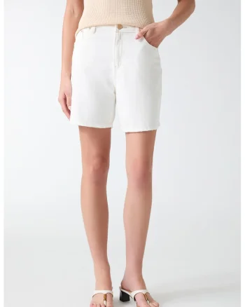Blugi scurti relaxed fit din amestec de lyocell, Alb