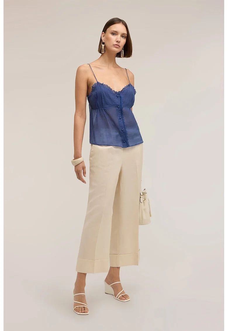 Pantaloni cu croiala ampla, Crem