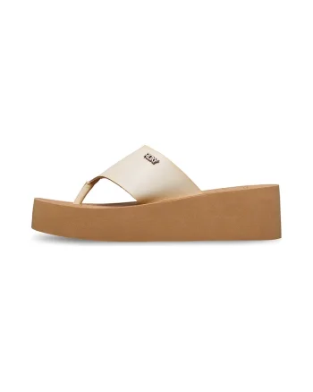 Papuci flip-flop cu varf patrat Sunset Dreams, Crem