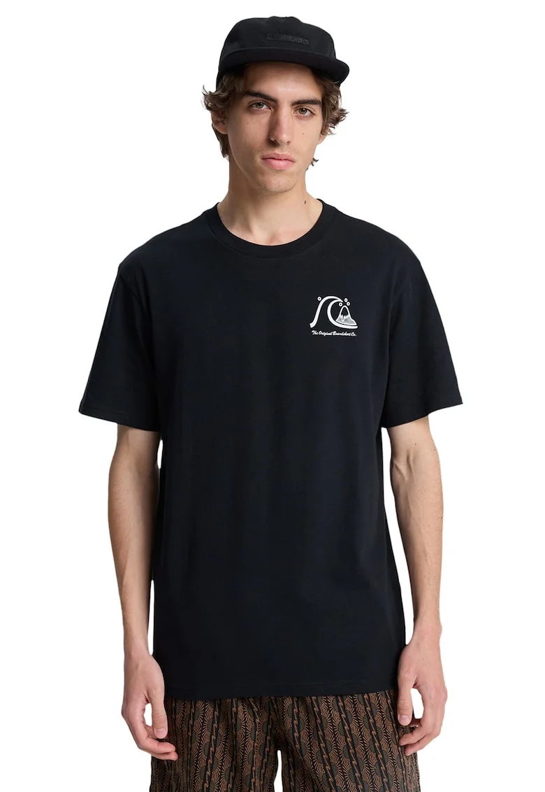 Tricou de bumbac organic cu imprimeu logo pe spate Evo Original, Alb/Negru