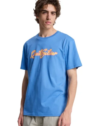 Tricou de bumbac cu imprimeu logo pe piept, Portocaliu/Albastru