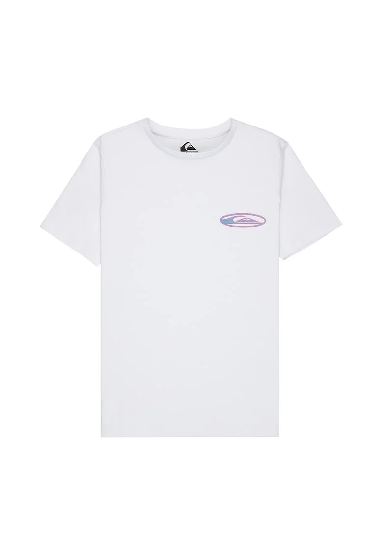 Tricou de bumbac cu imprimeu logo pe spate, Alb/Roz/Albastru