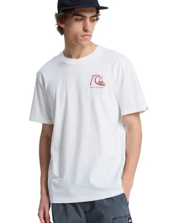 Tricou de bumbac organic cu imprimeu logo pe spate Evo Original, Alb/Rosu inchis