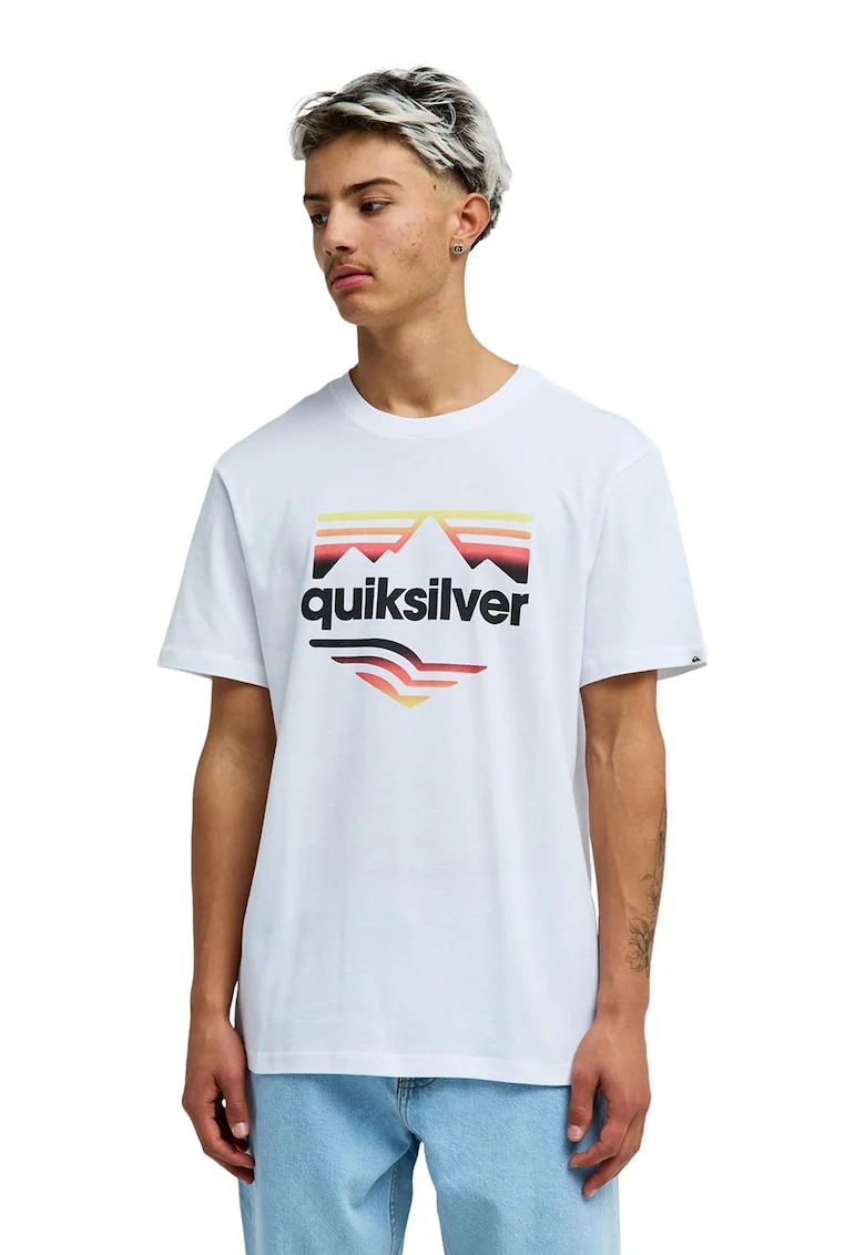 Tricou cu imprimeu logo, Negru/Coral/Alb optic
