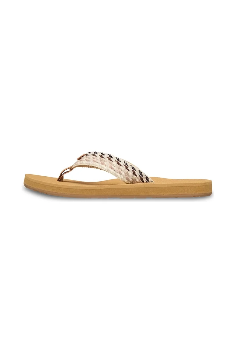 Papuci flip-flop cu varf rotund Porto Rope, Maro/Bej