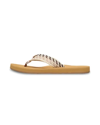 Papuci flip-flop cu varf rotund Porto Rope, Maro/Bej
