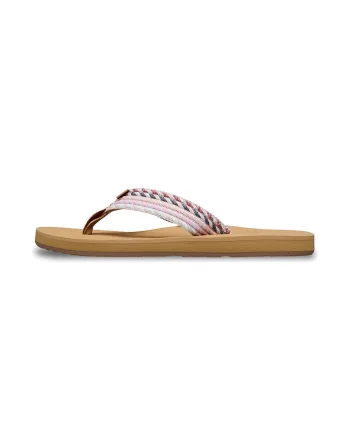 Papuci flip-flop cu varf rotund Porto Rope, Alb/Visiniu/Roz