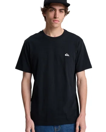 Tricou de bumbac cu decolteu la baza gatului, Negru
