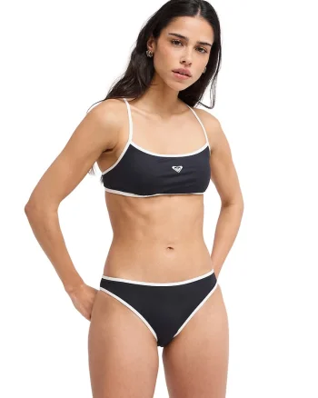 Bikini cu garnituri contrastante Retro Essentials, Alb/Albastru ultramarin