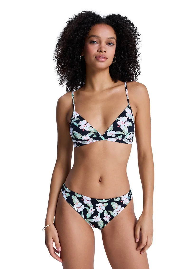 Costum de baie cu doua piese si model floral Essentials Fixed, Verde/Albastru ultramarin