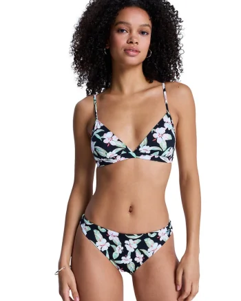Costum de baie cu doua piese si model floral Essentials Fixed, Verde/Albastru ultramarin
