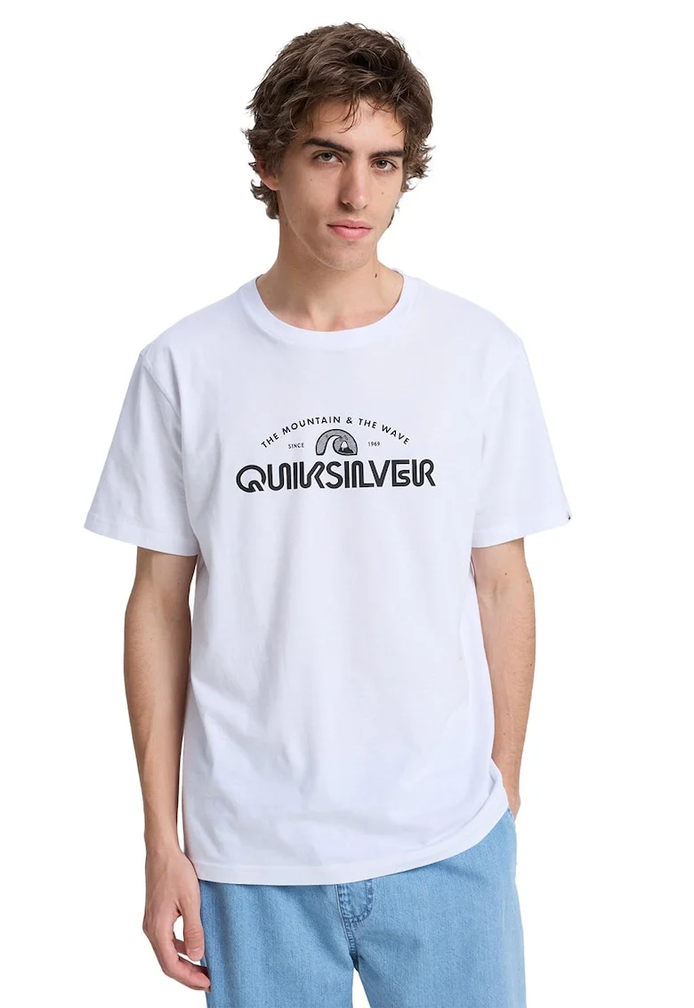 Tricou regular fit cu imprimeu logo pe piept, Negru/Alb optic