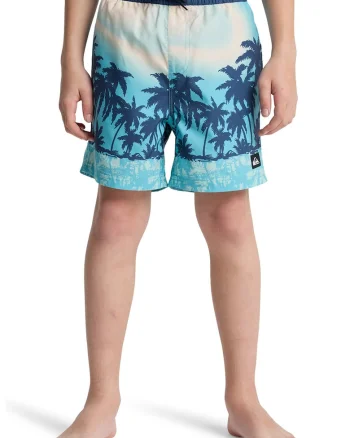 Pantaloni scurti de baie cu snur si imprimeu Everyday, Turcoaz/Bej/Bleumarin
