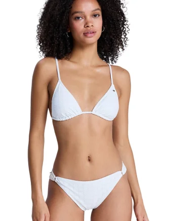 Costum de baie cu doua piese cu aspect texturat, Alb