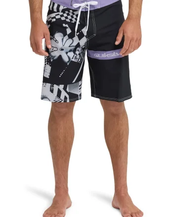 Bermude de baie Surfsilk, Alb/Negru/Lila