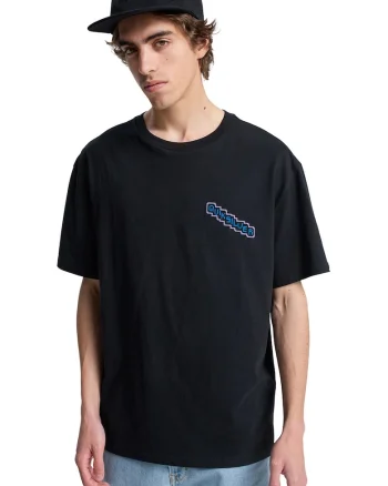 Tricou de bumbac cu imprimeu grafic Evo, Negru/Albastru