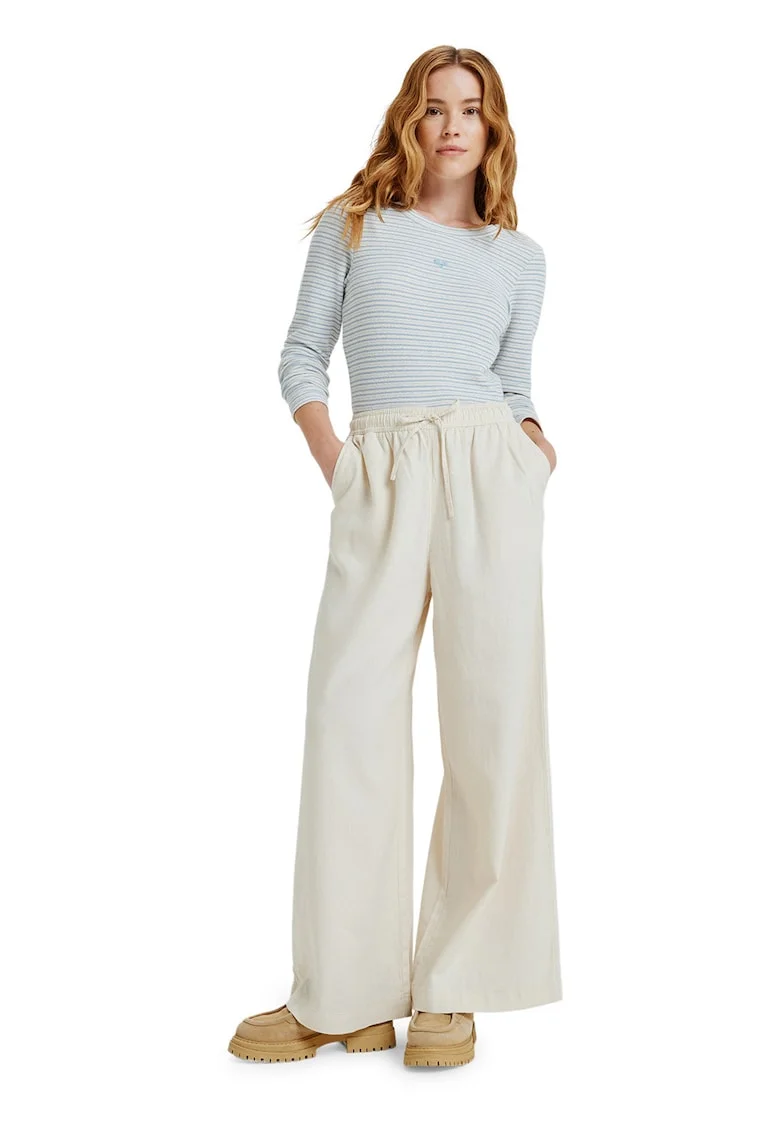 Pantaloni uni relaxed fit, Alb murdar