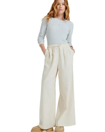 Pantaloni uni relaxed fit, Alb murdar