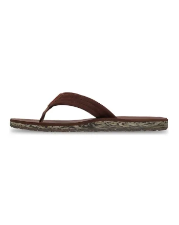 Papuci flip-flop de piele intoarsa Carver, Maro pamantiu