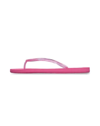 Papuci flip-flop cu aspect stralucitor Luminatas, Alb/Roz