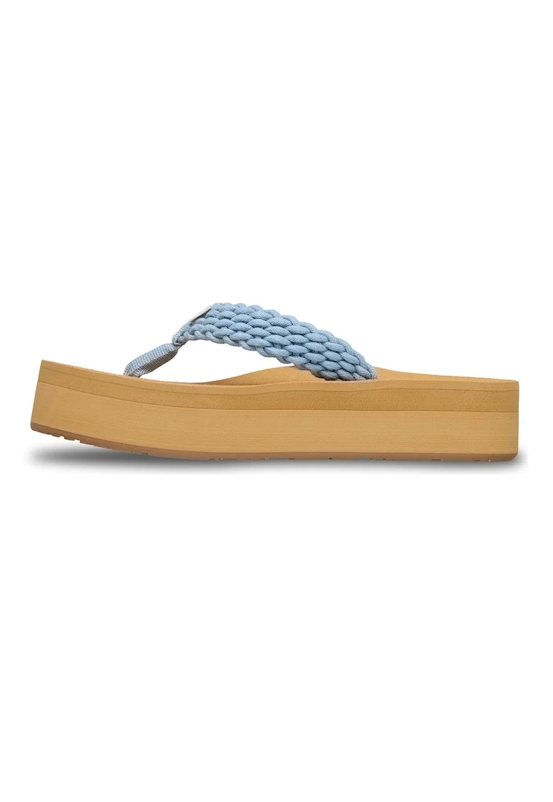 Papuci flip-flop cu aspect impletit Porto, Albastru pastel/Galben pai