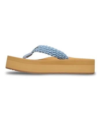 Papuci flip-flop cu aspect impletit Porto, Albastru pastel/Galben pai