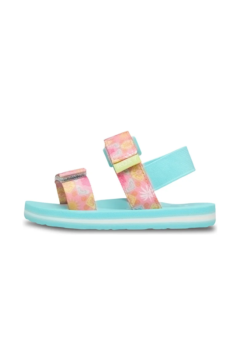 Sandale cu banda dubla cu velcro TW Roxy Cage, Galben/Albastru aquamarin/Roz