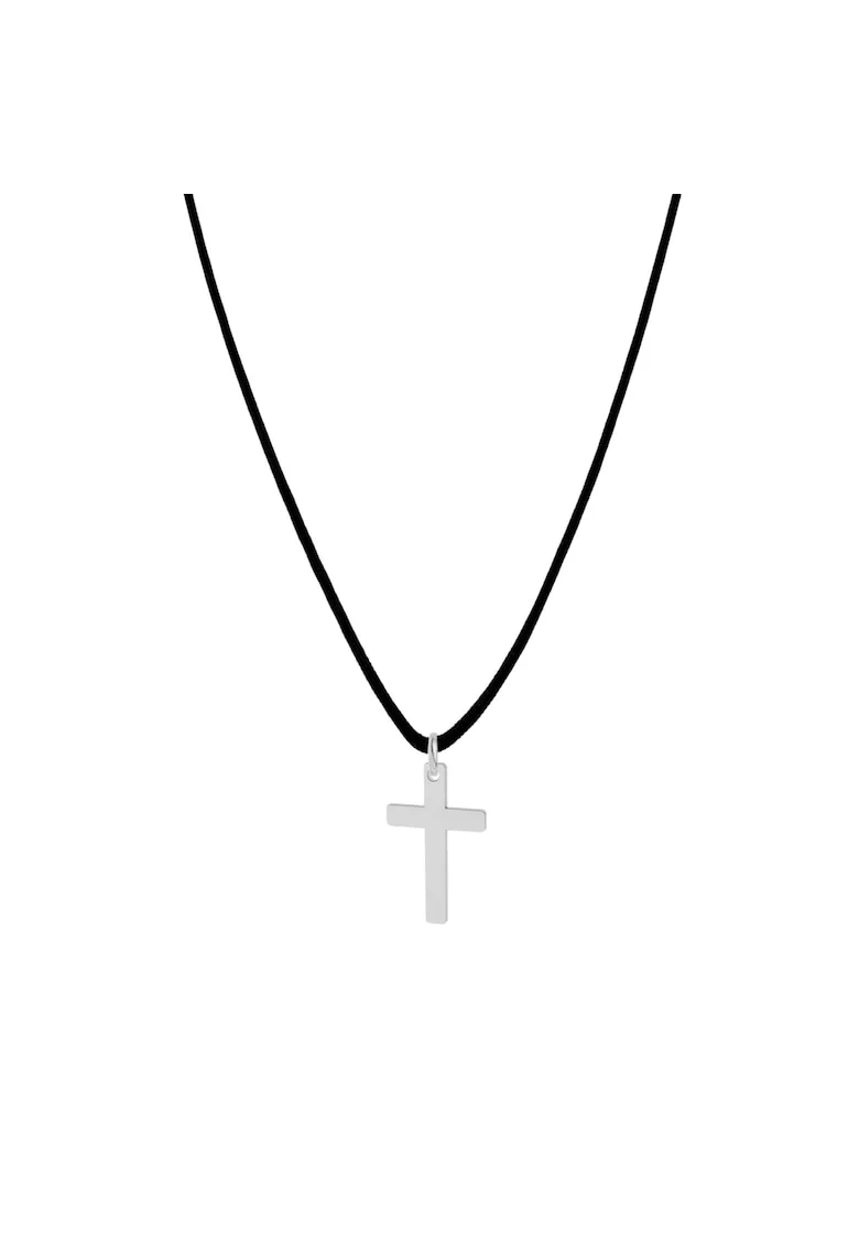Colier cu pandantiv Cruce din Argint 925, snur negru, reglabil pana la 60 cm