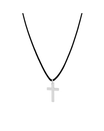 Colier cu pandantiv Cruce din Argint 925, snur negru, reglabil pana la 60 cm