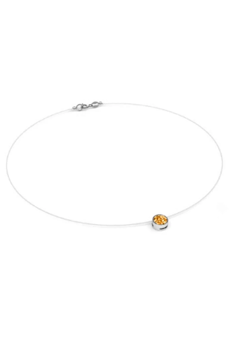 Colier fir transparent cu Cristal Swarovski in Caseta din Argint 925, reglabil 38-41 cm, Auriu