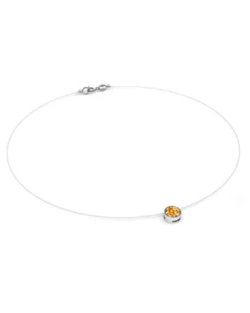 Colier fir transparent cu Cristal Swarovski in Caseta din Argint 925, reglabil 38-41 cm, Auriu