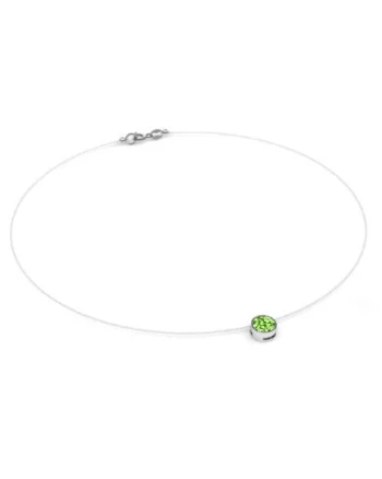 Colier fir transparent cu Cristal Swarovski in Caseta din Argint 925, reglabil 38-41 cm, Verde