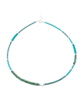 Colier cu Stea din Sidef, margele Miyuki si accesorii din Argint 925, reglabil, Turcoaz