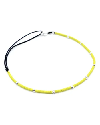 Bratara pentru Picior cu bilute din Argint 925 si margele Miyuki colorate, reglabila 23-30 CM, Galben