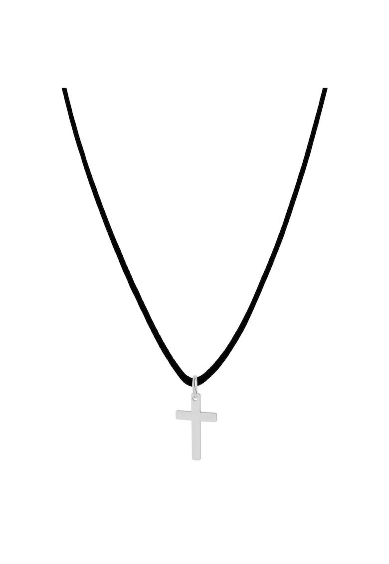 Colier cu pandantiv din Argint 925, snur negru reglabil pana la 45 cm, Colier cu pandantiv Cruce din Argint 925, snur negru