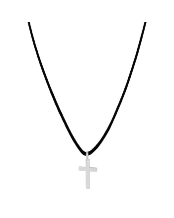Colier cu pandantiv din Argint 925, snur negru reglabil pana la 45 cm, Colier cu pandantiv Cruce din Argint 925, snur negru