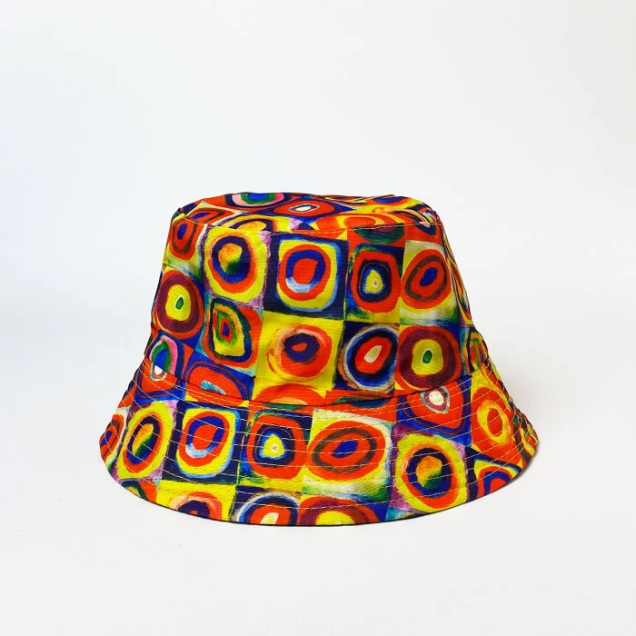 Palarie tip bucket unisex cu doua fete imprimata cu reproducere dupa Kandinski