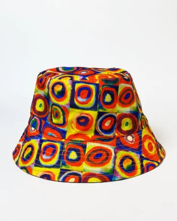 Palarie tip bucket unisex cu doua fete imprimata cu reproducere dupa Kandinski