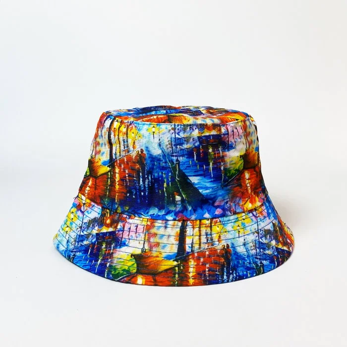 Palarie tip bucket unisex cu doua fete cu imprimeu nocturn