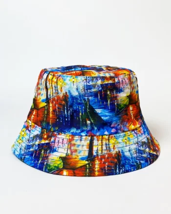 Palarie tip bucket unisex cu doua fete cu imprimeu nocturn