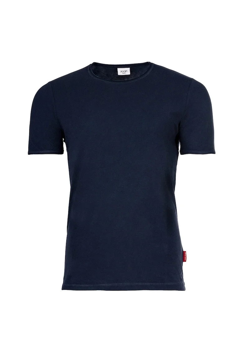 Tricou cu decolteu la baza gatului si model uni, Albastru inchis