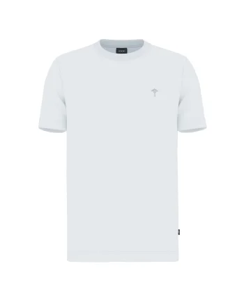 Tricou din bumbac organic cu decolteu la baza gatului, Alb