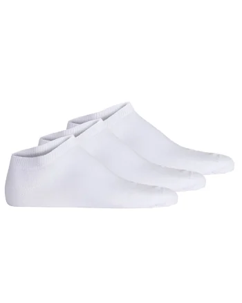 Set de sosete unisex pana la glezna cu model uni - 3 perechi, Alb